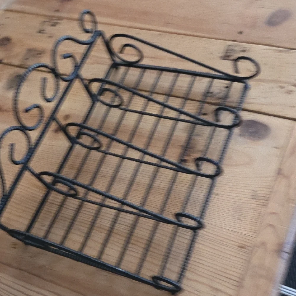 Vintage Wrought Iron Black Utensil Caddy .
